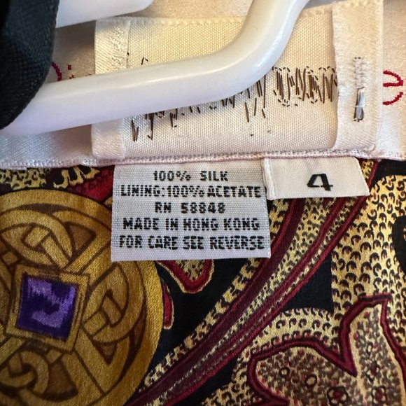 Vintage Richard Warren Faux Wrap Silk Dress, Size 4 - Picture 5 of 5